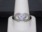 Vintage Signed NVC Clear Prong Set Rhinestone Ladies Cocktail Ring Size 11