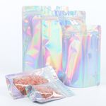 Clear Holographic Silver Gripseal Bags Gusset Base Stand Up Pouch Food Packing