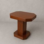 Art Deco Vintage Walnut Pedestal Octagonal Side Table