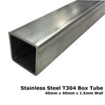 Square Tube Metal Bar Box Section 40mm Stainless Steel Dull Polished
