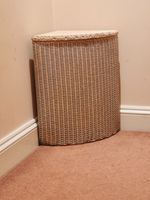 Vintage (1953) Lloyd Loom ‘Lusty’ Corner Laundry Linen Basket 54cm X 33cm Pink