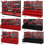 WALL MOUNTED TOOL PEG BOARD SET GARAGE STORAGE BINS WORKSHOP RACK SHED ORGANISER