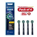 New Oral B Pro Cross Action Toothbrush Heads X-Shape Bristles Black - Pack of 4
