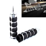 Pair 1" 25mm Chrome Custom Motorcycle Handlebar Grips Gel Rubber Aluminum Metal