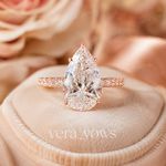 Certified Moissanite Attractive Engagement Pear Cut Solid 10k Rose Gold Ring