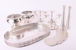 Silver Plated Tableware Lot Tray Candelabra Coasters Vases Bowl Vintage Set