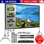 120" Projector Screen with Stand Portable Home Outdoor Movie 16:9 HD Projection