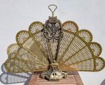 Vintage Antique French Napoleonic style Brass Peacock Fan Fire Screen Guard
