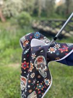 Personalised Golf Towel Waffle Pattern, Bright "SKULL CADDIE"