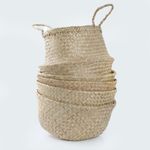 5pc Seagrass Storage Belly Baskets Woven Natural Pot Baskets Eco Friendly Boho