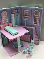 Vintage Barbie  Townhouse Folding Fold Out House Purple Retro Accessories