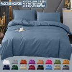 4 Piece Bedding Set Brushed Fabric Duvet Cover With Fitted Sheet & 2x Pillowcase