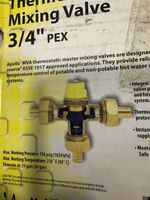 NEW! Apollo Thermostatic Master Mixing Valve 3/4" PEX (APXMV34S)