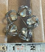 Rare Unsigned Eisenburg Ice Rhinestone Sterling Silver Filigree Wrap Brooch 