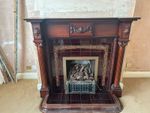 Antique Wooden Fireplace Surround And Mantel