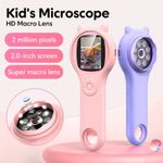 PINK  - 500x handheld Digital Microscope For Kids - HD 2.0 Screen, Portable