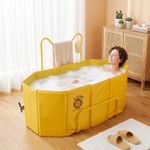 Adult Folding Bathtub with Towel Rack 125 x 63 x 85 cm Portable Insulated Design