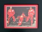 Nigel Mansell, Alain Prost Hand Signed Ferrari Postcard Framed 15cm x 10cm & COA