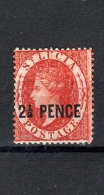 St Lucia 1881 2 1/2d Queen Victoria surcharge SG 24 MH