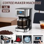 1.5L Filter Coffee Maker Machine 12 Cup Automatic Setting Digital Timer 950W UK