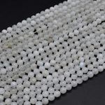 Moonstone Gemstone Round Beads - Natural White Crystals - 6mm - 1 Strand/64pcs