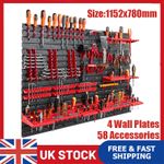 WALL MOUNTED TOOL PEG BOARD SET GARAGE STORAGE BINS WORKSHOP RACK SHED ORGANISER