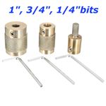 3Pcs Brass 1" 3/4" 1/4" Core Standard Grit Stained Glass Grinder Head Bit Tool
