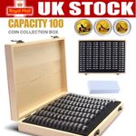 Plastic Coin Capsules Display-Storage Box Holder-Collectible with Wooden Case UK