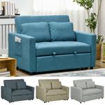 Fabric Convertible 2 Seater Sofa Bed with 2 Cushions for Living Room