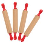 Wooden Kids Rolling Pins 4Pcs Set Nonstick Dough Roller for Baking