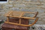 Vintage Davos Style Wooden Sledge metal runners 32x12.75x10" high