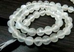 Natural White Moonstone Faceted Round Beads, Sold per Strand 10"long, 5-6mm Size