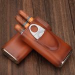 Travel Humidor Leather Cedar Wood Cigar Case Portable Holder With  Gift