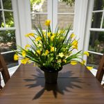 Yellow Cala Lilies Artificial Flowers Memorial Pot - Grave Arrangement. 84