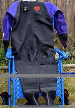 Otter Otter Skin Scuba Drysuit Size L Black/Purple w/ Integrated Boots & Valves