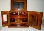 Antique 19th Century Walnut  Desk Top Cabinet. Perpetual Calendar.