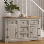Corona Sideboard Grey 2 Door 5 Drawer Large - Mexican Solid Pine