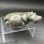 Resting Hippo Soapstone Carved African Art Approx 380g 4" Ornimental Figure