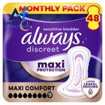 Always Discreet Maxi Comfort Incontinence Pads Women, 9 Drop (48ct), Violet 