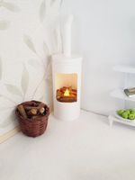 White Log Burner Fireplace with Light 1:12 Scale Dolls House Miniature