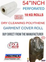 POLYTHENE GARMENT COVERS ROLL 54" DROP, 100G, 10KG APPROX 215 BAGS UK MADE