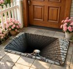 Halloween Door Mat 3D Optical Illusion Rug Ghost Skeleton Visual Trap Floor Mat
