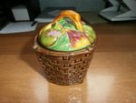 VINTAGE JAPANESE MARUTOMO WICKER PATTERN FRUIT BASKET LIDDED JAM POT