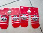 F&F Christmas Pudding Striped Fluffy Fleece Ankle Socks 2 Pairs Baby/Toddler