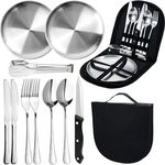 Camping Cutlery Set for 2 Person, 10pcs Stainless Steel Portable Picnic Utensils