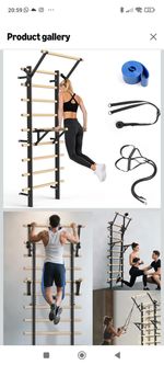HOME GYM BARS WOODEN CORE TRAINING DIP PULL UP BAND ATTACHMENTS
