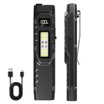 Slim EDC LED Work Light Rechargeable Pocket Flashlight Clip UV Light