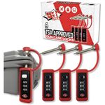 TSA Approved Gun Case Locks 4-Pack, Monoshaft 3-Digit Combination Padlocks Red