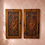 Pair of Antique French Carved Walnut Panels c.1870 Renaissance Revival Wall Art