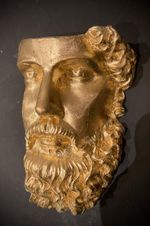 Sculpture plaster bust of Poseidon, the Greek God, gold leaf. Limited Edition